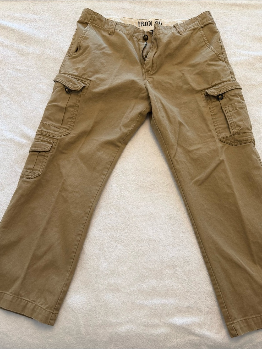 Iron Co. Men's Tan Cargo Pants – Utility Pockets, Relaxed Fit